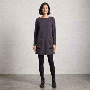 COS Black Oversized Long Sleeve Blouse Contrast Material Pockets Size M